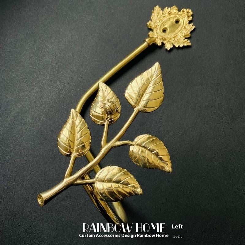HKM-498771 Lily Little Angel Wings Brass Curtain Hooks with Decorative Leaf and Flower Designs