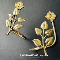 HKM-498771 Lily Little Angel Wings Brass Curtain Hooks with Decorative Leaf and Flower Designs