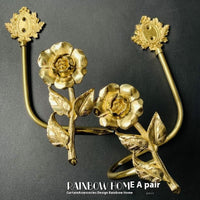 HKM-498771 Lily Little Angel Wings Brass Curtain Hooks with Decorative Leaf and Flower Designs