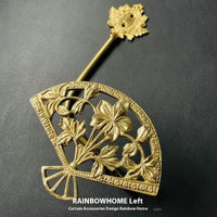 HKM-498771 Lily Little Angel Wings Brass Curtain Hooks with Decorative Leaf and Flower Designs