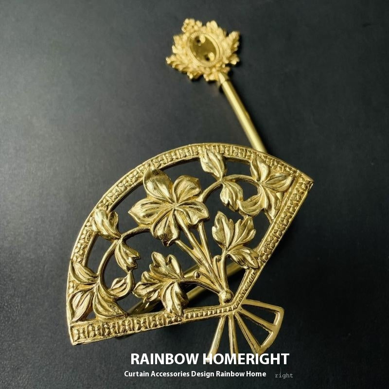 HKM-498771 Lily Little Angel Wings Brass Curtain Hooks with Decorative Leaf and Flower Designs