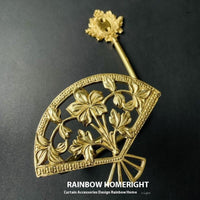 HKM-498771 Lily Little Angel Wings Brass Curtain Hooks with Decorative Leaf and Flower Designs