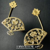 HKM-498771 Lily Little Angel Wings Brass Curtain Hooks with Decorative Leaf and Flower Designs