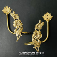 HKM-498771 Lily Little Angel Wings Brass Curtain Hooks with Decorative Leaf and Flower Designs
