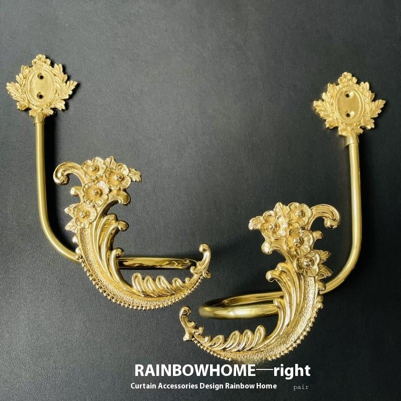 HKM-498771 Lily Little Angel Wings Brass Curtain Hooks with Decorative Leaf and Flower Designs
