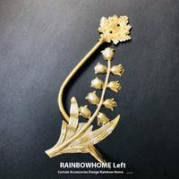 HKM-498771 Lily Little Angel Wings Brass Curtain Hooks with Decorative Leaf and Flower Designs