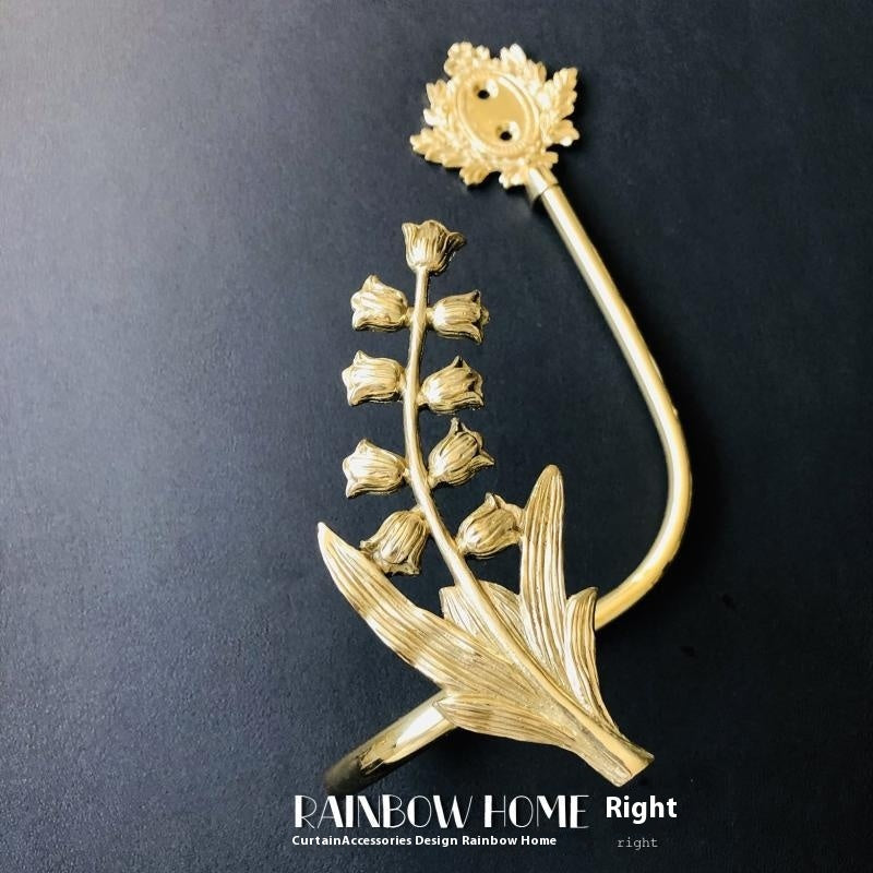 HKM-498771 Lily Little Angel Wings Brass Curtain Hooks with Decorative Leaf and Flower Designs