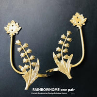 HKM-498771 Lily Little Angel Wings Brass Curtain Hooks with Decorative Leaf and Flower Designs