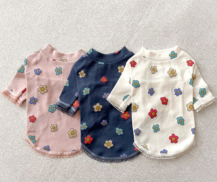 HKM-498835 Cute Breathable Polyester Dog Clothes for Small Pets in Blue and White