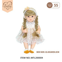 HKM-498899 22 Inch Reborn Baby Doll - Realistic Full Silicone Toddler Doll for Ages 0 to 14 Years