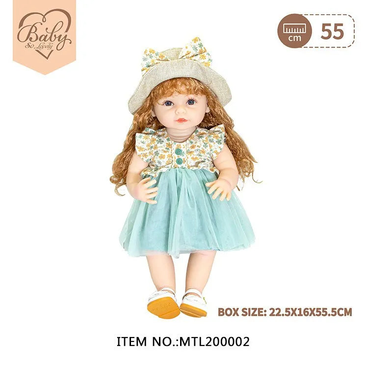HKM-498899 22 Inch Reborn Baby Doll - Realistic Full Silicone Toddler Doll for Ages 0 to 14 Years