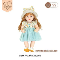 HKM-498899 22 Inch Reborn Baby Doll - Realistic Full Silicone Toddler Doll for Ages 0 to 14 Years