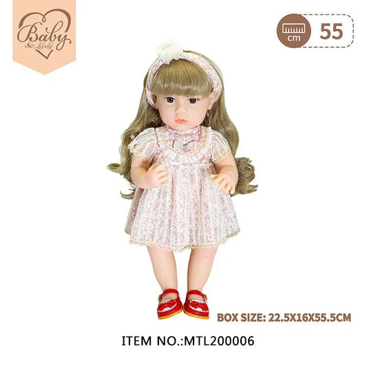 HKM-498899 22 Inch Reborn Baby Doll - Realistic Full Silicone Toddler Doll for Ages 0 to 14 Years