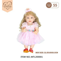 HKM-498899 22 Inch Reborn Baby Doll - Realistic Full Silicone Toddler Doll for Ages 0 to 14 Years