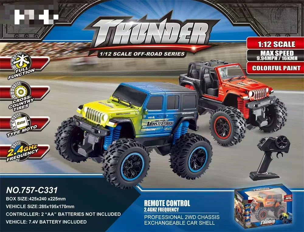HKM-499219 1/12 Scale Electric Remote Control Off Road Cross Country Vehicle Toy, 16km/h Speed