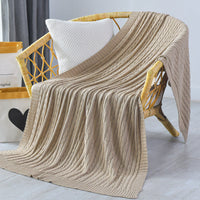HKM-499219 Nordic Cotton Decorative Blanket for Nap and Leisure, Plain Pattern, 3% Shrinkage Rate