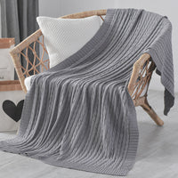 HKM-499219 Nordic Cotton Decorative Blanket for Nap and Leisure, Plain Pattern, 3% Shrinkage Rate