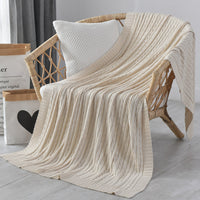 HKM-499219 Nordic Cotton Decorative Blanket for Nap and Leisure, Plain Pattern, 3% Shrinkage Rate