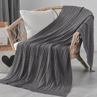HKM-499219 Nordic Cotton Decorative Blanket for Nap and Leisure, Plain Pattern, 3% Shrinkage Rate