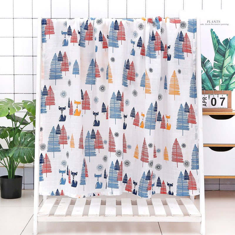 HKM-499219 Soft Double-Layer Cotton Baby Bath Towel with Colorful Cartoon Patterns