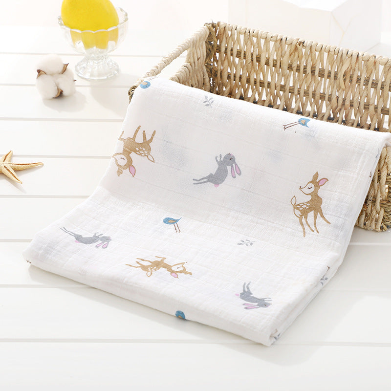 HKM-499219 Soft Double-Layer Cotton Baby Bath Towel with Colorful Cartoon Patterns