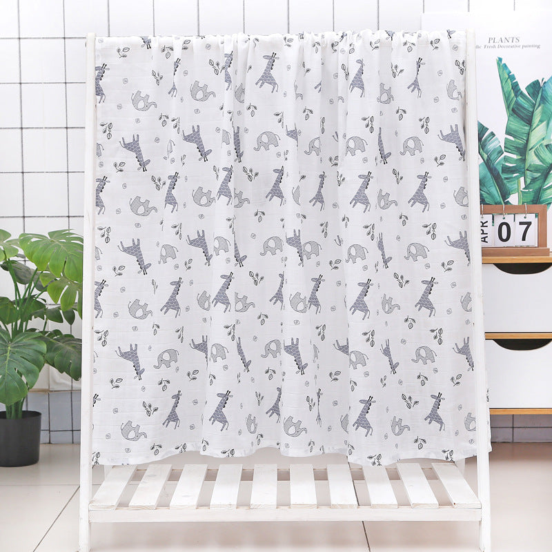 HKM-499219 Soft Double-Layer Cotton Baby Bath Towel with Colorful Cartoon Patterns