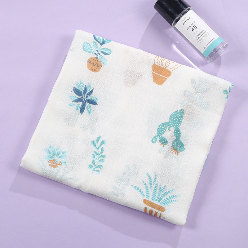 HKM-499219 Soft Double-Layer Cotton Baby Bath Towel with Colorful Cartoon Patterns