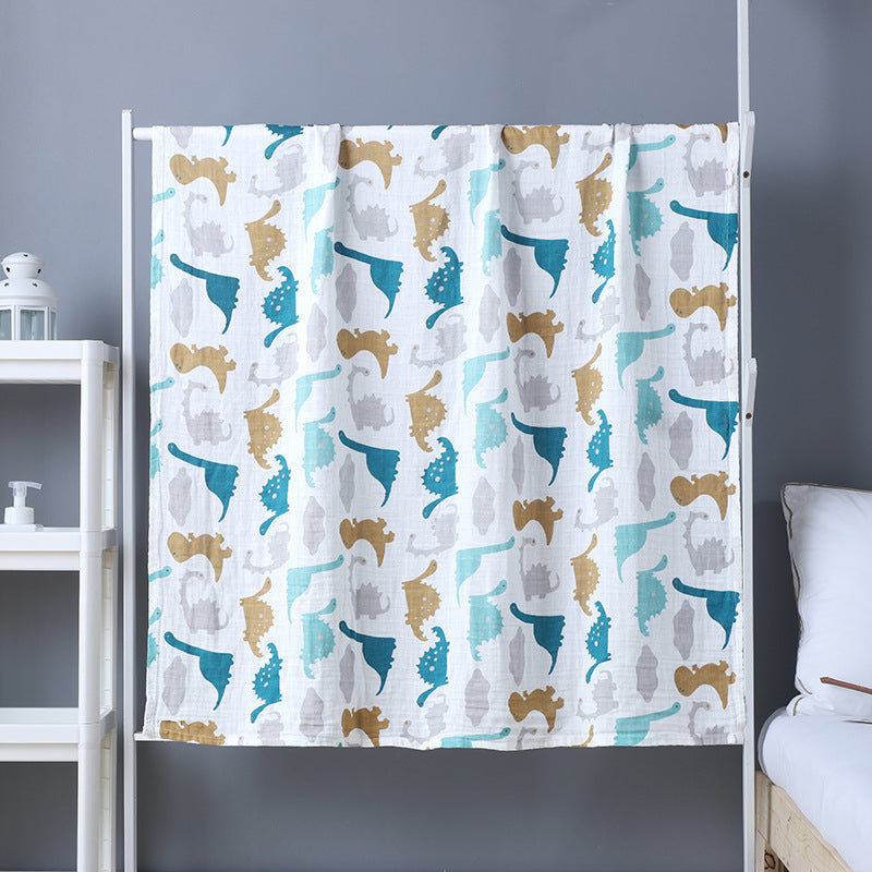 HKM-499219 Soft Double-Layer Cotton Baby Bath Towel with Colorful Cartoon Patterns