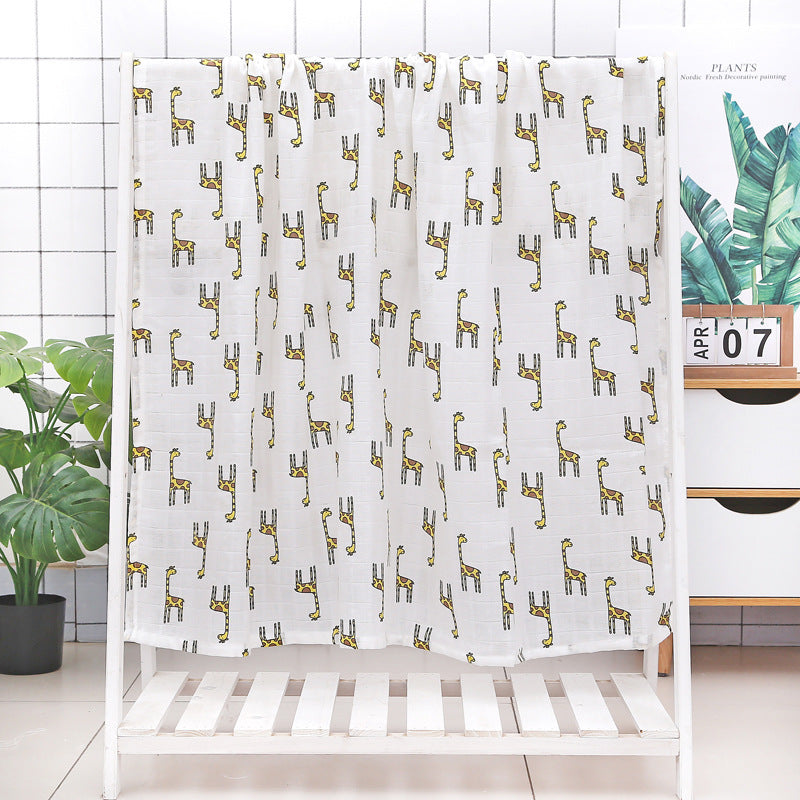 HKM-499219 Soft Double-Layer Cotton Baby Bath Towel with Colorful Cartoon Patterns