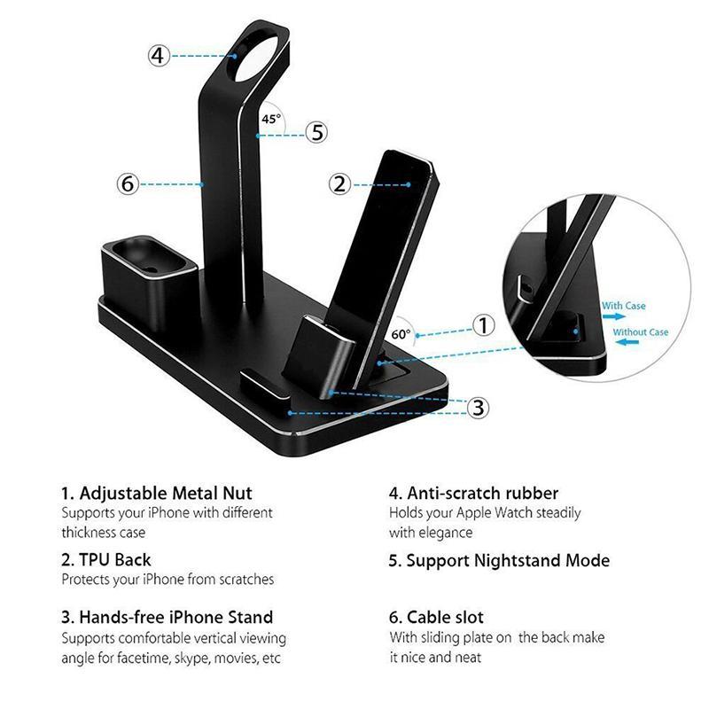 HKM-499283 4-in-1 Wireless AirPods Charging Dock Holder with USB Cable