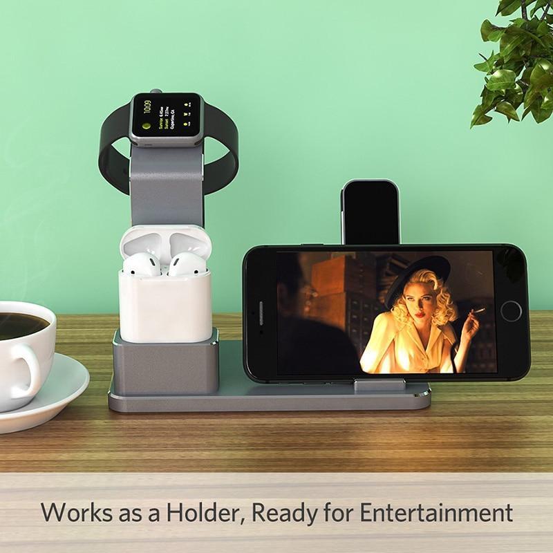 HKM-499283 4-in-1 Wireless AirPods Charging Dock Holder with USB Cable