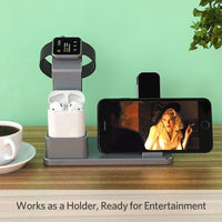 HKM-499283 4-in-1 Wireless AirPods Charging Dock Holder with USB Cable