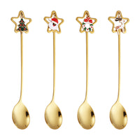 HKM-499347 Suit Pendant Coffee Stir Spoon Set - Stainless Steel, 4 Pieces, Gift Box or OPP Bag Options, Mirror Polished Finish