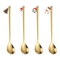 HKM-499347 Suit Pendant Coffee Stir Spoon Set - Stainless Steel, 4 Pieces, Gift Box or OPP Bag Options, Mirror Polished Finish