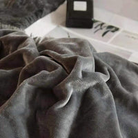 HKM-499539 Solid Color Three-Piece Plush Winter Quilt Cover Set - Available in Twin, Queen, and Hoyu Sizes