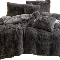 HKM-499539 Solid Color Three-Piece Plush Winter Quilt Cover Set - Available in Twin, Queen, and Hoyu Sizes