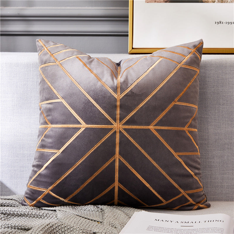 HKM-499603 Modern Bronzing Rice Character Cushion Pillow for Living Room and Bedroom