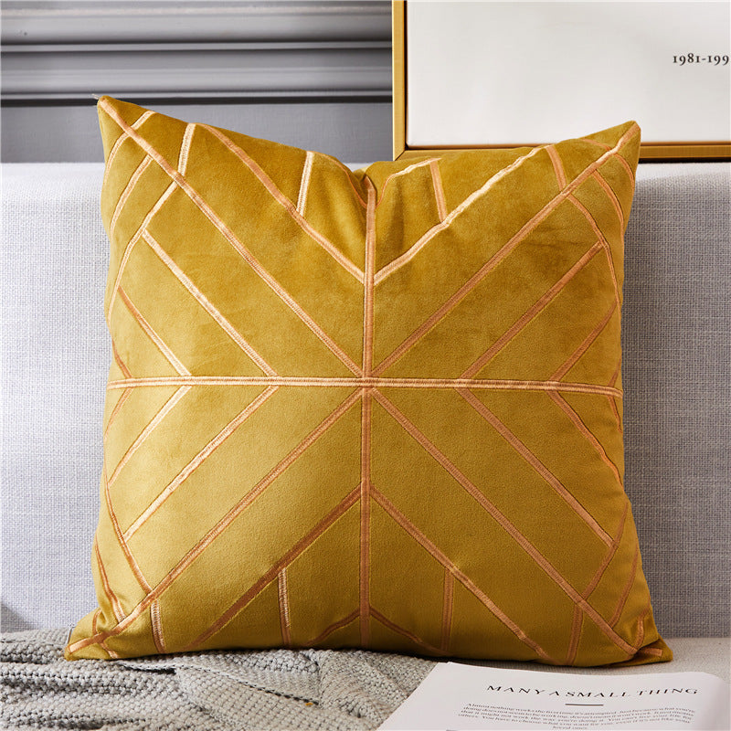 HKM-499603 Modern Bronzing Rice Character Cushion Pillow for Living Room and Bedroom