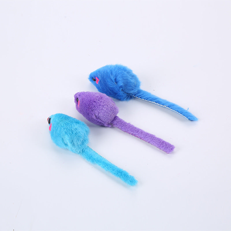 HKM-499667 Colorful Plush Mouse Cat Toy - Fun Biting Toy for Cats, 11cm Long