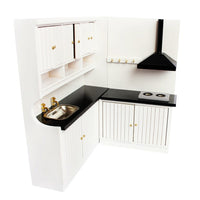 HKM-499731 European-style Two-Piece Dollhouse Kitchen Cabinets Set with Working Doors and Metal Handles