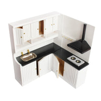 HKM-499731 European-style Two-Piece Dollhouse Kitchen Cabinets Set with Working Doors and Metal Handles