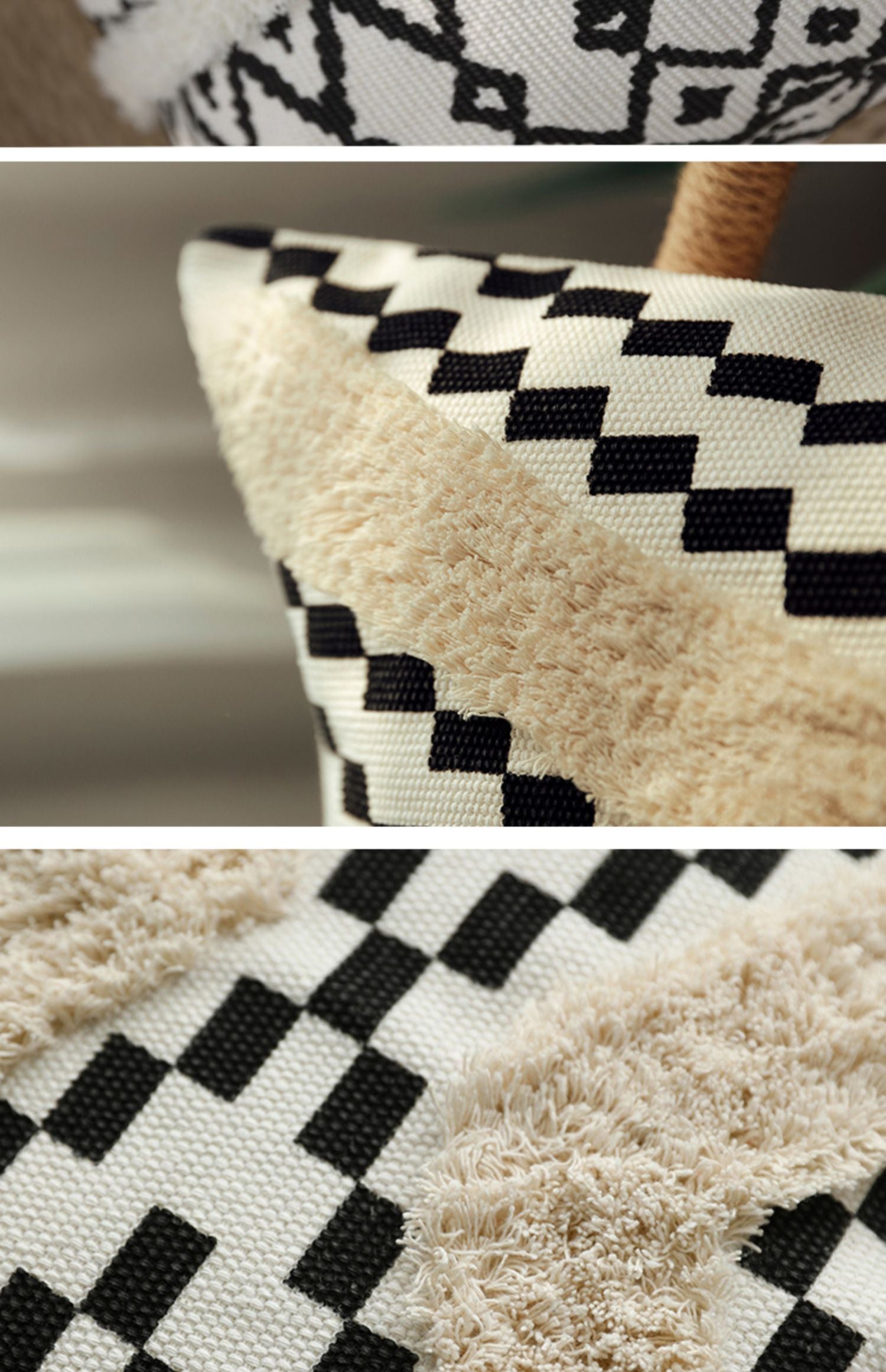 HKM-499923 Nordic Moroccan Tufted Cotton Decorative Throw Pillow - Available in Mosaic and Square Designs