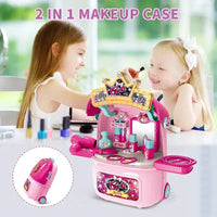 HKM-500051 Kids Pretend Play Cosmetic Makeup Kit - 2 in 1 Makeup Case for Girls Ages 2 to 13