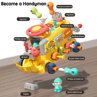 HKM-500179 Take Apart Construction Vehicle Educational Toy for Kids - DIY Engineering Bus with Screw and Nail Assembly