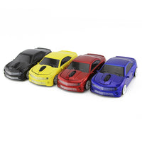 HKM-500243 Creative Wireless Car Mouse in Yellow, Red, Blue, and Black - 1600dpi Optical Mouse with USB Connection for Laptops