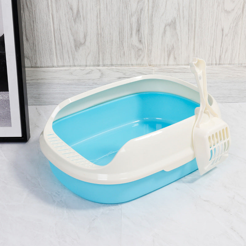 HKM-500243 Semi-Enclosed Cat Litter Box in Four Vibrant Colors, Made of Easy-to-Clean PP Material