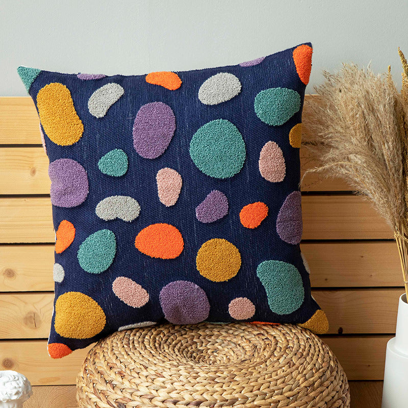 HKM-500499 Cotton Canvas Cushion Cover with PP Cotton Filling in Circle and Heart Patterns for Bedroom and Outdoor Use