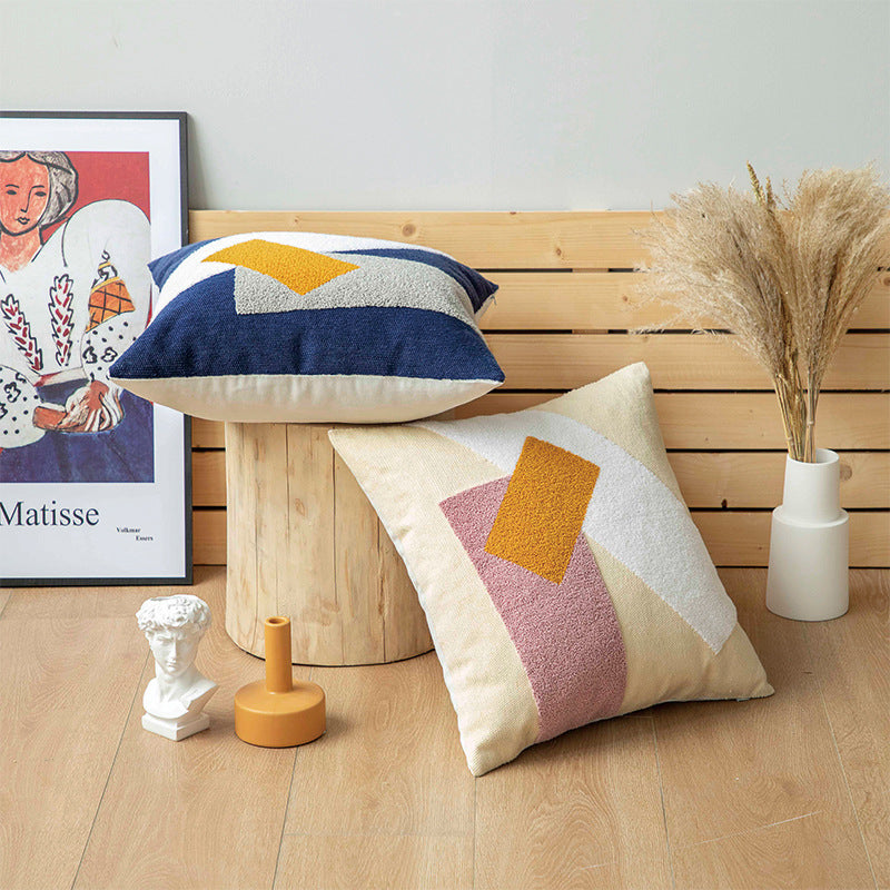 HKM-500499 Cotton Canvas Cushion Cover with PP Cotton Filling in Circle and Heart Patterns for Bedroom and Outdoor Use
