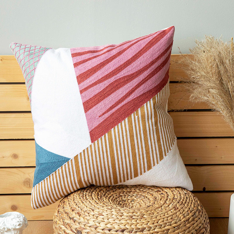 HKM-500499 Cotton Canvas Cushion Cover with PP Cotton Filling in Circle and Heart Patterns for Bedroom and Outdoor Use