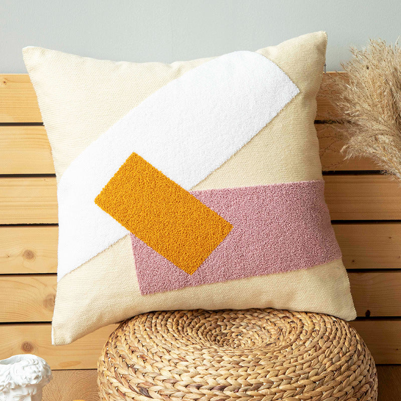 HKM-500499 Cotton Canvas Cushion Cover with PP Cotton Filling in Circle and Heart Patterns for Bedroom and Outdoor Use